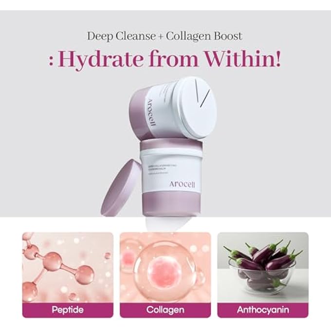 AROCELL OFFICIAL AROCELL SUPER COLLAGEN MELTING CLEANSING BALM  GRINDING DEEP PORE BLACKHEAD CLEANSER WITH PEPTIDE FACE WASH MAKEUP REMOVER HYDRATING KOREAN SKINCARE - Image 4